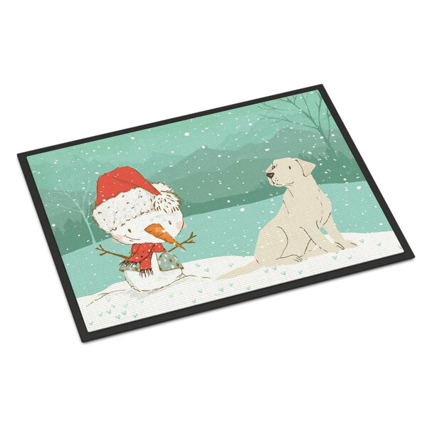 Carolines Treasures 24 x 36 in. Yellow Labrador Snowman Christmas Indoor or Outdoor Mat CK2049JMAT - main